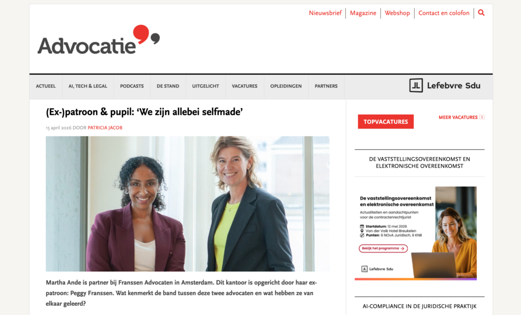 Franssen Advocaten artikel op Advocatie.nl
